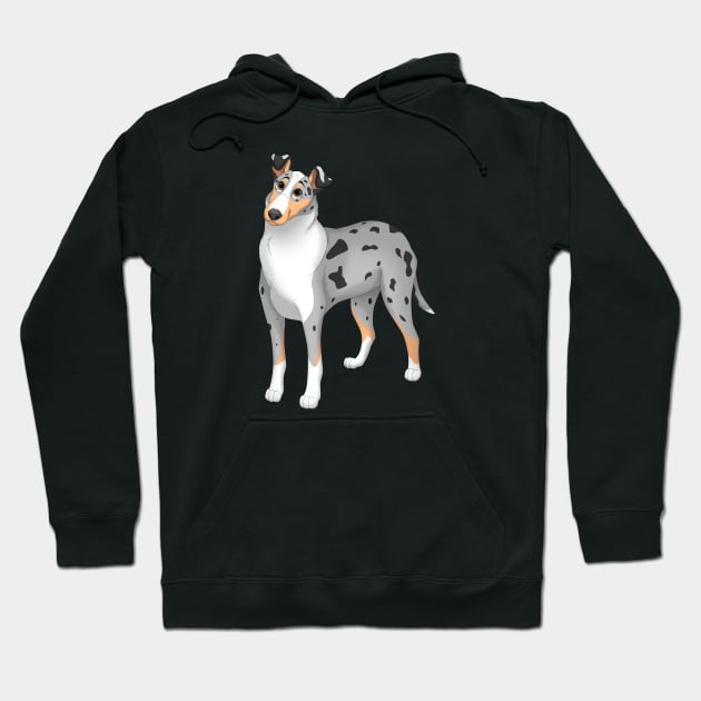 White, Blue Merle & Tan Smooth Collie Dog Hoodie by millersye